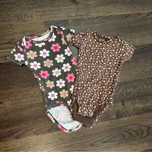 Carter’s 9 Month Onesies - 2 pack Baby Girl Floral Bodysuits